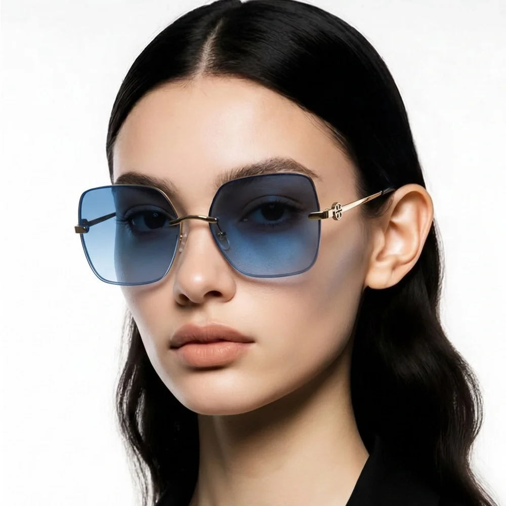 New Authentic Tory Burch TY6080 Blue Sunglasses with Orange Case